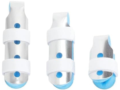 TMZELOA Juego de 3 Férulas para Dedo, S M L Férula Dedo para Meñique Dedo Medio Anular e Índice, Férula de Aluminio Ajustable con Espuma Suave para Dormir Trabajo y Deporte Diario