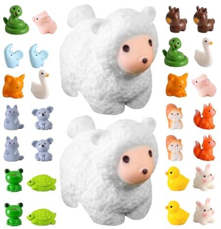 Homoyoyo 30 Miniatur Frosch und Entenfiguren aus Kunstharz Süße Kleiner Tierornamente Miniaturdekoration für Puppenhaus Mooslandschaften und Topfpflanzen Geschenk für Garten Schreibtisch