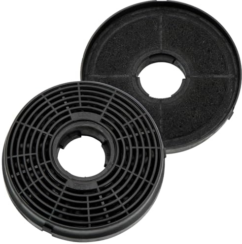 Yuaerbuo 2 Pcs Black Extractor Fan Carbon Filters, Circular Cooker Hood Filter Replacement 105×105×20mm Universal Activated Recirculating Carbon Charcoal Filter Maintenance of Kitchen Range Hoods
