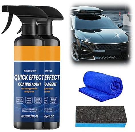 2Pcs Quick Effect Coating Agent for Cars, 2026 New Ceramic Coating, 120ml Car Coating Spray,Ceramic Sprays Coatings Hydrophobic Protection,Multi-Functional Coating Renewal Agent for Cars (2Pcs)