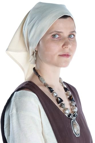 HEMAD Medeltida huvudduk Laudamie - bomull - LARP huvudbonader - Beige