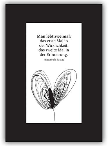 Kartenkaufrausch 16 Stück: Edle Trauerkarte mit Schmetterlings Blume und schwarzem Rand: man lebt zweimal • schöne Beistandskarte um den Hinterbliebenen mit tiefem Mitgefühl zu kondolieren