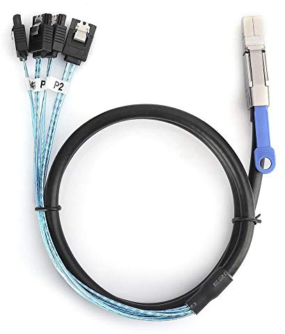 Câble Mini SAS H0402 Mini-SAS SFF-8644 vers 4 * SATA Câble de Disque Dur pour Serveur Externe Prend en Charge 3 Go/s x 4 Voies Quatre canaux pour Serveur, Disque Dur