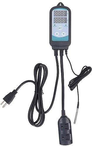 Stage Temperature Controller for Aquarium, Heating Cooling Thermostat with Display, High Low Temperature Alarm, ABS Material, Anti Function