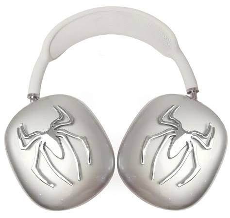 MORWLAT Schutzhülle für AirPods Max, Metallspinne, transparent, cool, weiche Hüllen für Damen und Herren, Zubehör, Schutzhülle für Apple AirPods Max (Silber)