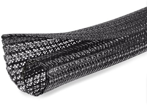 Moxita 10ft - 1/2 inch Cord Protector Cable Sleeve Split Wire Loom Tubing for Power Cord Audio USB Cable, Cord Sleeve Cable Management for TV Computer, Cord Protectors from Pets Chewing, Black