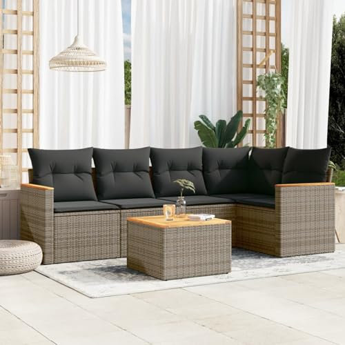 SECOLI Gartenmöbel-Set, Balkonmöbel aus PE-Polyrattan, Terrassenmöbel, Ecksofa Garten Balkonlounge Polyrattan Lounge Gartenlounge Terrassenmöbel Grau 6-tlg-Type-134