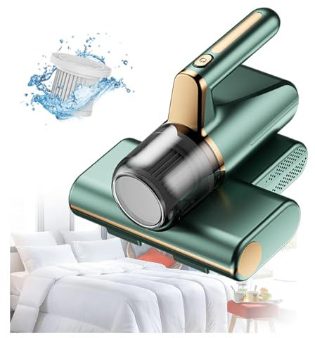 BesBet Aspirateur à Main Anti-Acariens, éLimine 99,9% des BactéRies, AllergèNes, Acariens Aspirateur Lit avec LumièRe UV Et Vibration Aspirateur Canapé pour Le Nettoyage,Green