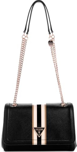 GUESS Noelle Sac à main convertible à rabat pour femme, Noir, One Size, Noelle Sac à bandoulière convertible à rabat