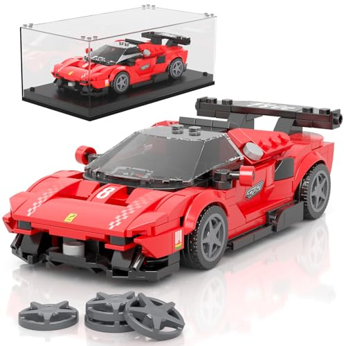 Mould King 27069 Speed Champion Sportwagen Klemmbausteine P80C Rennwagen Bausteine mit Acryl-Vitrine Drift Auto Modellautos Bausatz zum Sammeln(449 Teile)