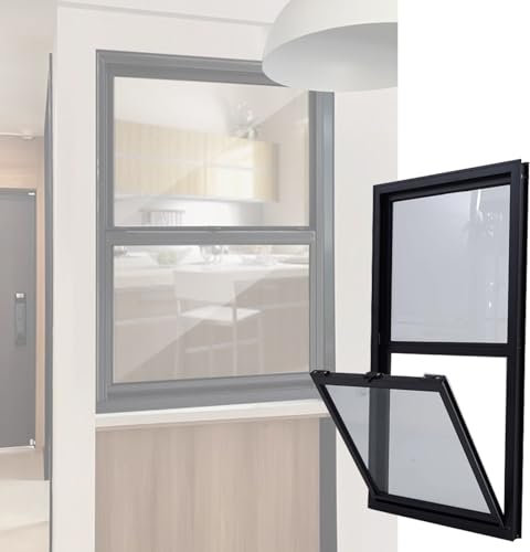 Schiebefenster Vertikale Schuppenfenster Aus Aluminium, 24 20 18 16 14 12 10 Zoll Breites Schiebefenster für Imbisswagen, Kleine Häuser, Hühnerställe und Garagen, Aluminiumrahmen Mit Gehärtetem Glas(W