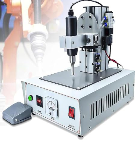 YXFAZPP Saldatore Pneumatico in plastica ad ultrasuoni da 35 Khz con Pedale e cursore, Saldatore Pneumatico in plastica da 1200 W, elettrovalvola Automatica/Binario di Guida Scorrevole