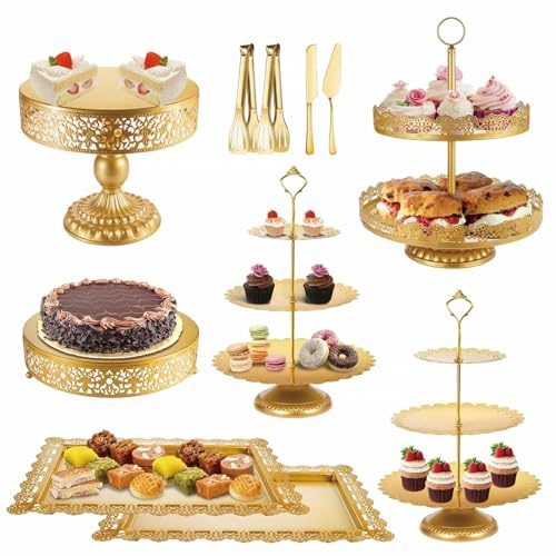Gold Cake Stand Set 11Pcs Metal Cupcake Stand Dessert Table Display Set