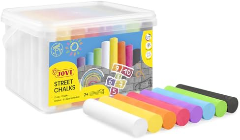 Jovi - STREET CHALKS Secchio 48 Gessi jumbo super spessi per dipingere pavimenti, antipolvere, colori vivaci