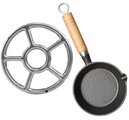 Abaodam Mini Sartén De Hierro Fundido Sartén Antiadherente Para Tortillas Con Mango De Madera Mini Olla Para Estufa Cacerolas Pequeñas Para Aceite Caliente