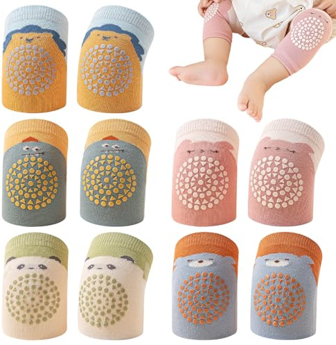 SacJkt Knieschoner Baby Krabbeln, Krabbel Knieschoner Baby mit Rutschfesten Noppen, 5 Paar Niedlich Elastische Kniepolster für Jungen und Mädchen（0-3 Jahre alt）