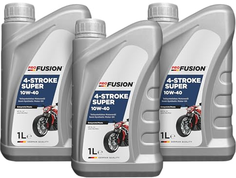 Aceite de Motor para Moto 4 Tiempos ProFusion 10W-40 Pack de 3 x 1L = 3L – Semisintético para Gasolina y Diésel – Máxima Protección, Antidesgaste y Anticorrosión – API SL/SJ, JASO MA/MA2