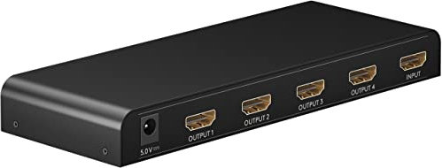 Goobay 58482 HDMI 1 en 4 salida/4K a 30 Hz (2160 p) / Conmutador HDMI 1.4 para Cuatro monitores con 60 Hz a 1080p
