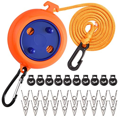 Cuerda Tendedero, 10M Cuerda Tendedero Exterior Portátil, Cuerda para Tender Camping, Tendedero Retráctil Línea de Ropa para Viaje Jardín Hoteles