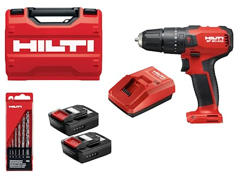 Hilti 2406819 Kit Avvitatore SF 2H-A12 + 2 batterie B 12/2.6 + caricatore C4/12-50 + Set di 6 punte HSS (foratura senza percussioni con avvitamento. Peso 0,87 kg. Include valigetta)