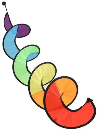 Cyrank Spinner De Viento Plegable Colorido Espiral Arco Iris Viento Escultura Spinner Colgante Rizado Spinner Patio Decoración De Jardín Decoración Colgante Al Aire Libre