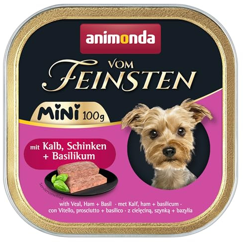 animonda från finaste vuxen mini – utsökt våtfoder för hundar – bra för små raser – med kalv, skinka + basilika – 32 x 100 g
