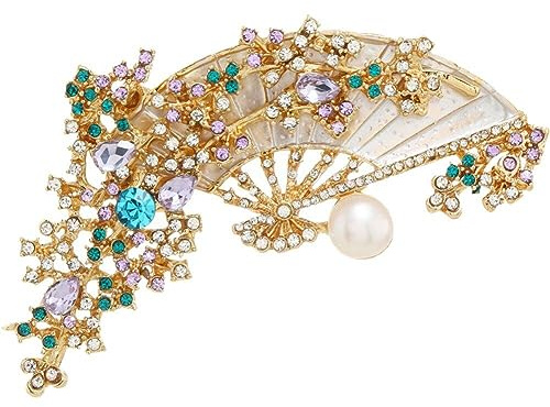 Broche Con Diseño De Abanico De Diamantes De Imitación, Pin De Perlas De Para Solapa, Accesorios Para Vestido, Joyería De Cumpleaños, Joyería De Graduación, Regalo Para Mujer