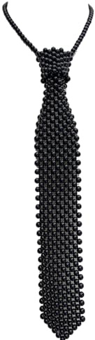Maxtonser Vintage Pearl Cravatta Collana Clavicola per le Donne Uomini Elegante Regolabile Cravatte Al Collo Nightclub Party Stage Accessori Nero lunga cravatta