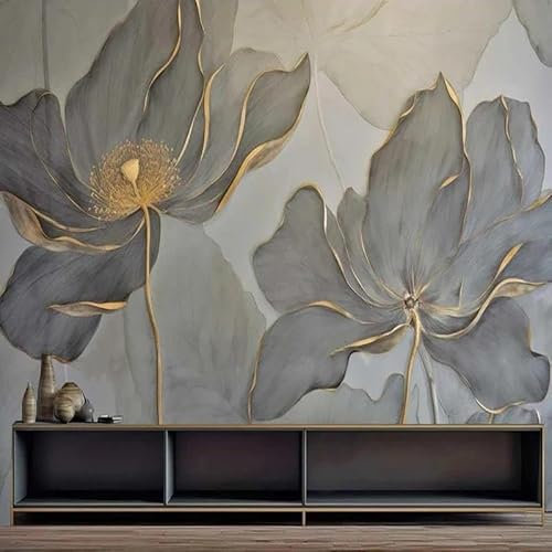 Einfach Retro Grau Floral 3D Tapete Tapeten Büro Wohnzimmer Sofa Schlafzimmer TV Hintergrund Wand Dekoration-150cm×105cm