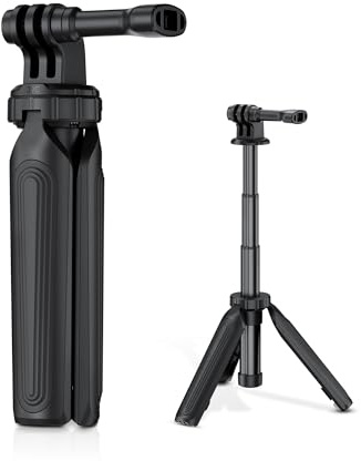JJC Ausziehbares Mini Stativ für DJI Osmo Action 6 5 Pro 4 3 Selfie-Stick | 2-in-1 Action Cam Stativ Selfie-Stick für Gopro Hero 13 12 11 10 9 & Insta 360 Ace Pro 2 & Brave 8 7 Actionkamera (Schwarz)