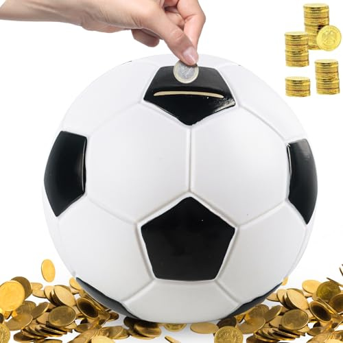 Kinder Spardose Fußball Sparschwein, 15cm Bruchsichere Spardose, SparschweinMünze, Fußball Geschenk für Jungen Mädchen Erwachsene