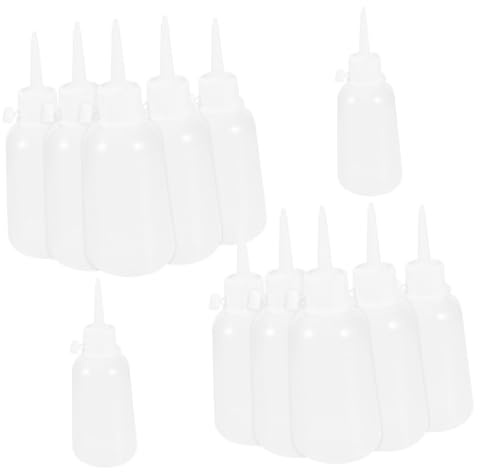 COHEALI 12 Pezzi Bottiglie con Beccuccio Fine Flaconi in Plastica Riutilizzabili con Tappo Bianco Applicatore Professionale per Olio e Vernice Bottiglie Compatte per Dosaggio Preciso