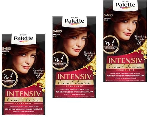 3x Poly Palette Intensiv Creme Coloration 5-680/650 Kastanie permanente Haarfarbe für leuchtende langanhaltende Farbbrillanz Für bis 8 Wochen intensiven Farbglanz,115ml (3er Pack)