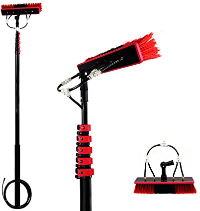 30ft Window Cleaning Kit, Extendable Cleaner for Conservatory Roof & Photovoltaic Panels, 30cm Brush Head, Ideal for Efficient Solar Panel & Roof Cleaning