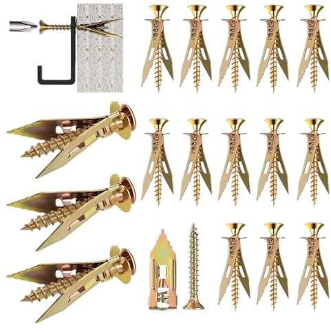 pluggar 10 mm självborrande ankare, metallexpansionsskruvar, gipsankarfästen för gipsskivongpluggar (12 x 40 mm – 40 mm, 50 set)