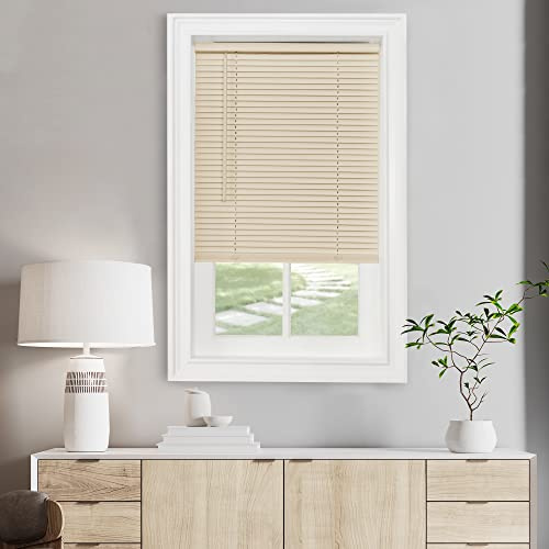 Cordless Light Filtering Mini Blind - 32 Inch Width, 64 Inch Length, 1 Slat Size - Alabaster - Cordless GII Morningstar Horizontal Windows Blinds for Interior by Achim Home Decor
