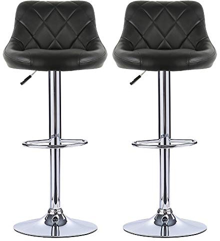 MUPAI Barhocker mit Lehne, 360°frei drehbar Bar-Stuhl, höhenverstellbar Tresenhocker Drehhocker Küchenhocker 46x38x84-106cm (Schwarz, 2)