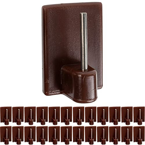 Gancio autoadesivo per bastone, 24 pz, Marrone, misura 25 x 17 mm, ganci per tenda, ganci per zanzariere, gancio adesivo per tende a finestra, aggancio per bastoni su finestre in PVC, curtain hook