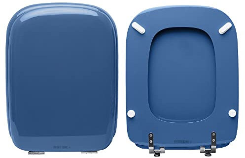 HYDRO HOME - Copriwater Ideal Standard Conca Come Originale, Tavoletta WC Ideal Standard con Cerniere Inclinate Idonee, Coperchio Water Copri Water in Legno Rivestito (BLU FONDALE)