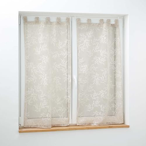 Douceur d'Intérieur, coppia di tende con passanti (2 x 60 x 160 cm) Karla, tortora, tulle operato applicato