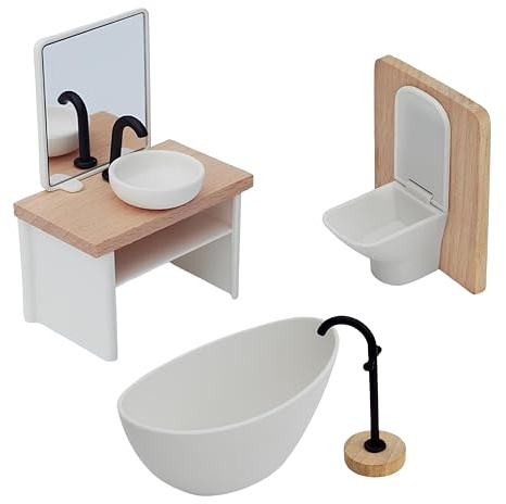 Decorazione Della Casa Delle Bambole, 4 Pezzi Mobili In Miniatura Bagno, Accessori Per Case Delle Bambole In Miniatura Scala 1/12- Rubinetto, Vasca da Bagn, Toilette, Lavabo, Mobili In Miniatura