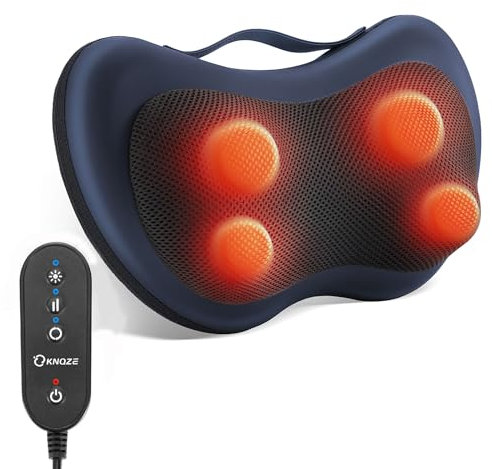 KNQZE Massagegerät, Nackenmassagegerät mit wärme, Shiatsu Massagegerät für Nacken, Schulter, Rücken, Geburtstagsgeschenk für Frauen Männer, Massagekissen mit 3D Rotierenden Massageköpfen, Fernsteuerun