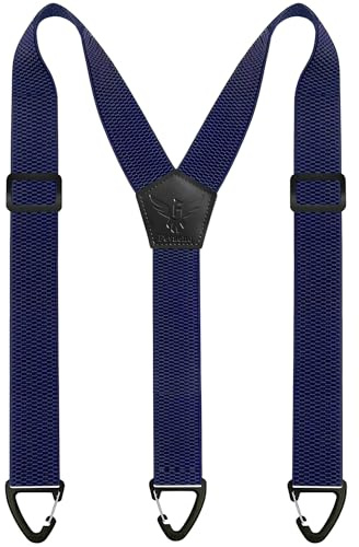Fevaeno Herren-Hosenträger mit dreieckiger Anti-Rutsch-Schnalle, längenverstellbar, elastische Hosenträger für Damen und Herren, Marineblau, One size