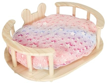 LeeQinersw Letto Di Coniglio in Legno Con Cuscino E Recinto, Lettini per Piccoli Animali per Conigli, Cavie, Cincillà, Gattini E Cani Di Piccola Taglia, Adatto a Tutte Le Stagioni, Ovale