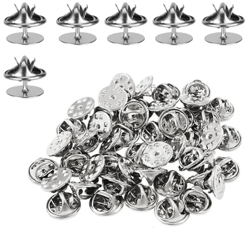 100 Pairs Metall-Verschlussstift Rückseiten, Pin Backs, mit Blank Pins Schmetterlingskupplung, Anstecknadeln geeignet für DIY Handwerk Anstecker und Krawatten