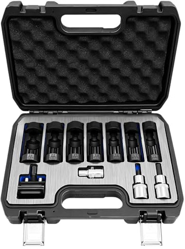 ZKTOOL 11PCS Suspension Strut Nut and Spreader Socket Tool Kit | 1/2 Drive 12-Point Shock Absorber Tool. Includes 16mm, 17mm, 18mm, 19mm, 21mm, 22mm, and 24mm Sockets.