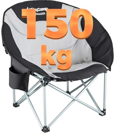 KingCamp Campingstuhl faltbar bis 150kg Klappstuhl Gepolstert mit Getränkehaltern Moonchair XXL, Extra großer campingstuhl klappbar rund für Erwachsene Extra Breit für Sport, Festival, Rasen, Balkon