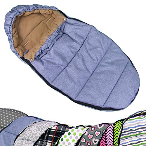 BAMBINIWELT vinterväska, fotsäck i mumiform för barnvagn, jogging, buggy eller slitta, fleece, universal, 110 cm blau meliert