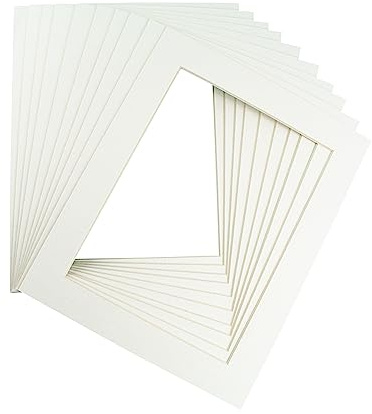 Passepartout für Bilder/Fotos, Antik-Optik, 25 x 25 cm, gebrochenes Weiß, 10 Stück A4 fits A5