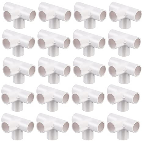 Scicalife 20 Piezas PVC Codo Esquina T Ajuste 4 Vías Codo Esquina Lateral Salida T Conector de Tubería para Muebles Invernadero Cobertizo Accesorios de Tubería 20Mm